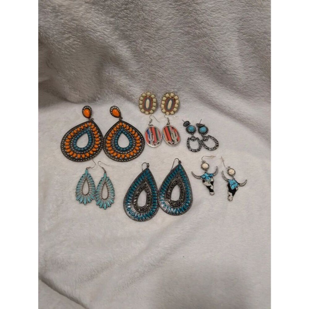 Western Boho Statement Earring Lot of 7 Pairs
